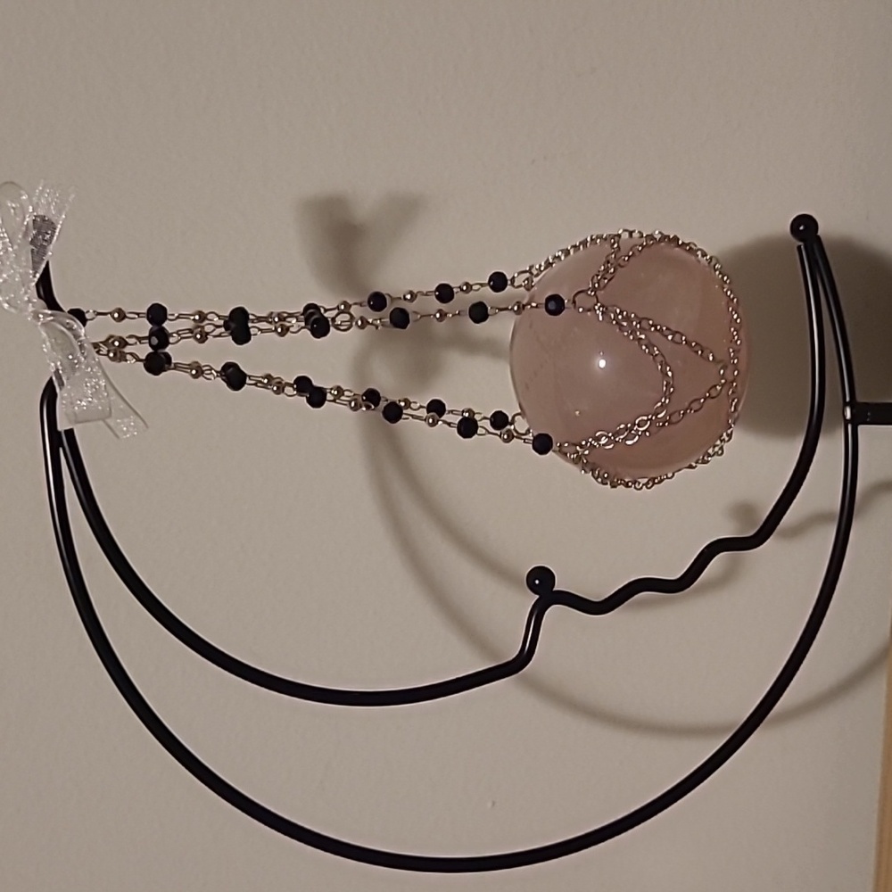 Elegant Moon Stand With Rose Quartz Sphere - Picture 2 of 2